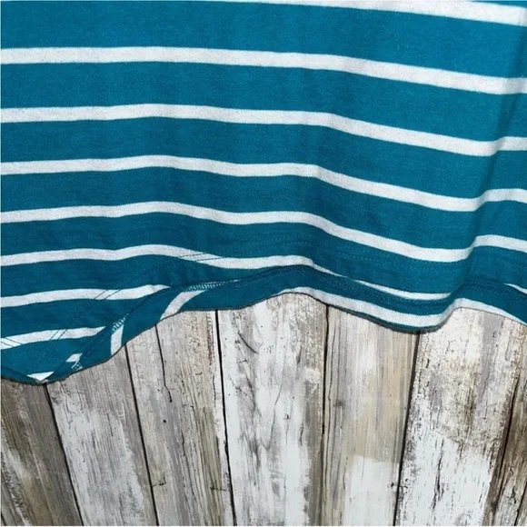 Lane Bryant Blue Stripe Open Shoulder Blouse - Picture 2 of 6